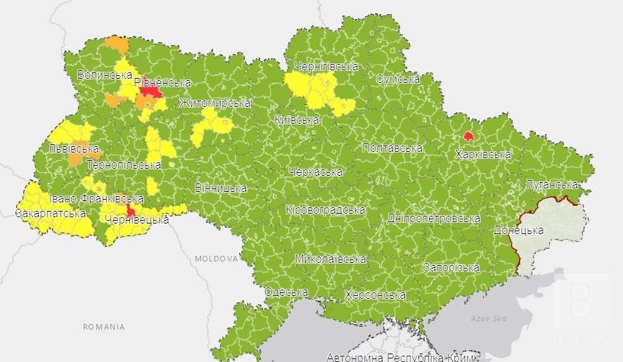 Часть области попала в «желтую» карантинную зону